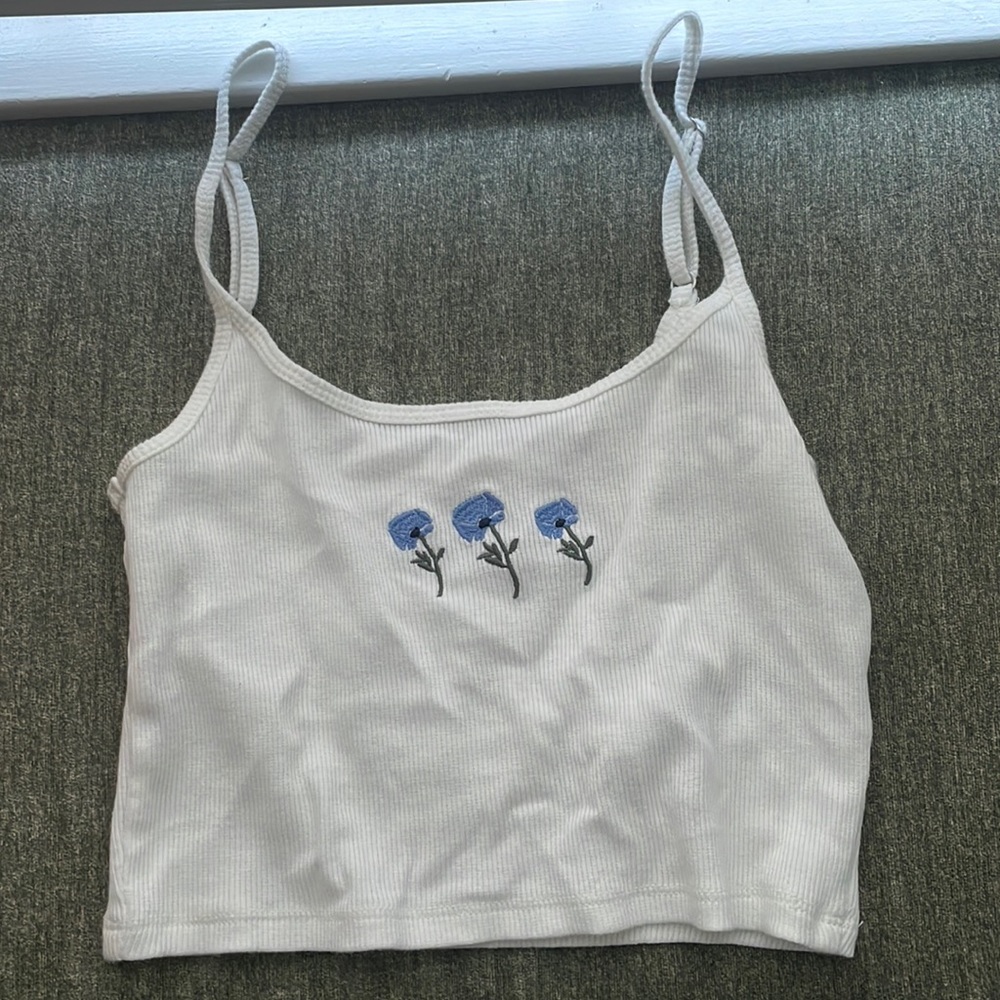 Hollister White cropped baby cami